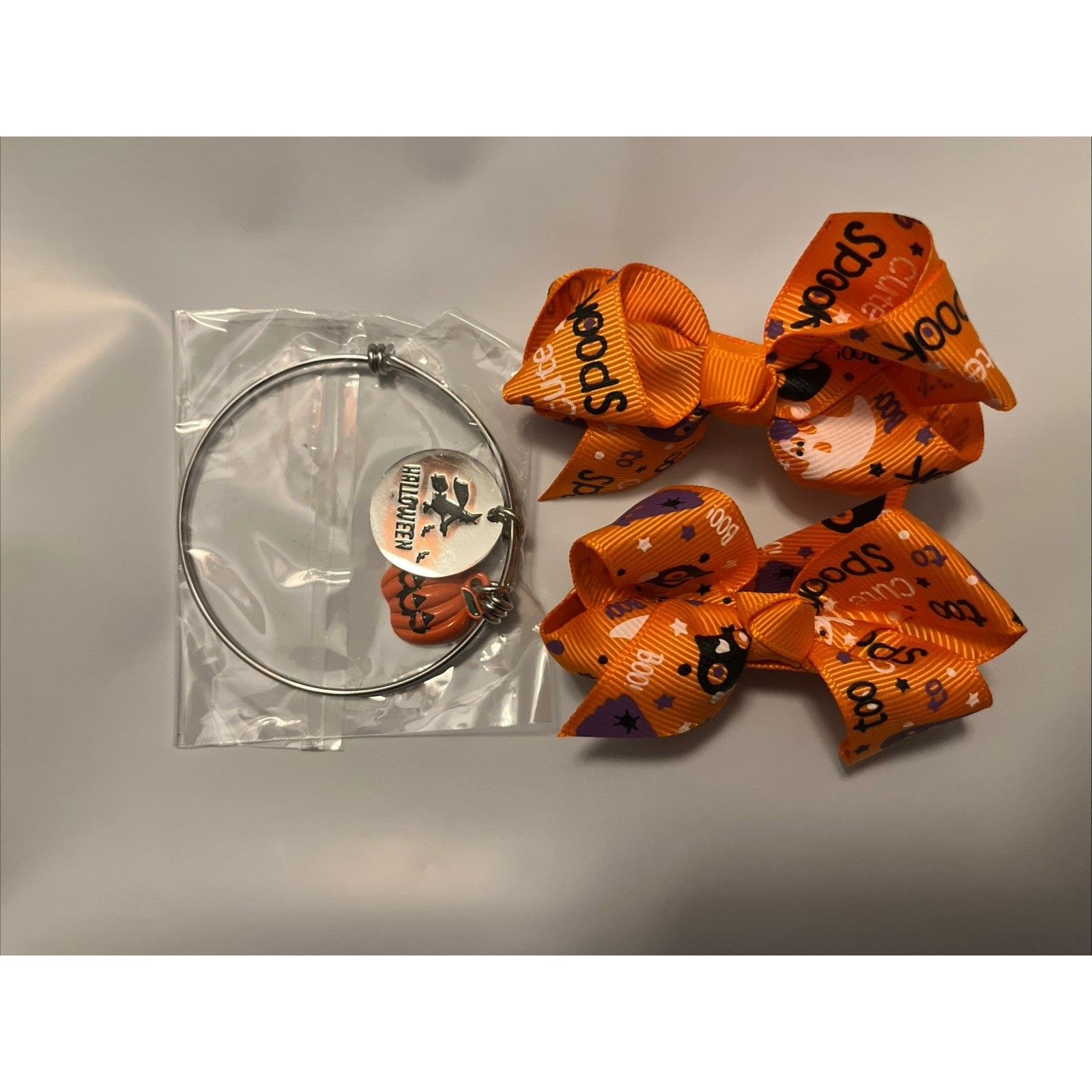 Adorable Kids Girls Halloween Hair Bows And Bracelet Set New Adorable